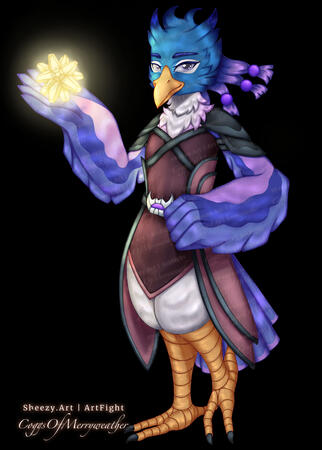 "Sparrow, Starstruck Rito", illustrated in Krita.