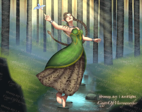 "Claira, Elven Forest Guardian", painted in Procreate.