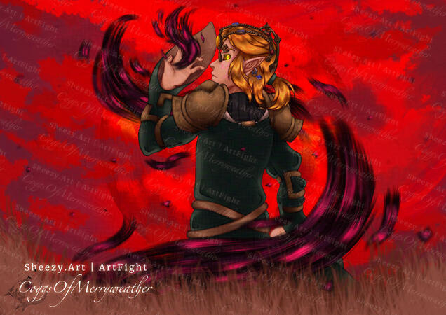 &quot;The Blood Moon Rises Once Again&quot;, illustrated in Krita. Link belongs to Nintendo.